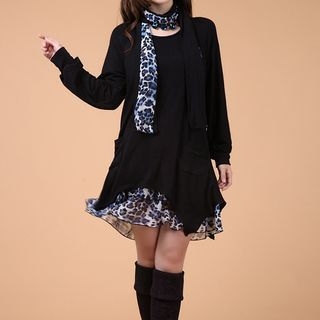 Sayumi Long-Sleeve Leopard Dress