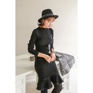 PPGIRL Mock-Neck Ruffle-Hem Knit Dress