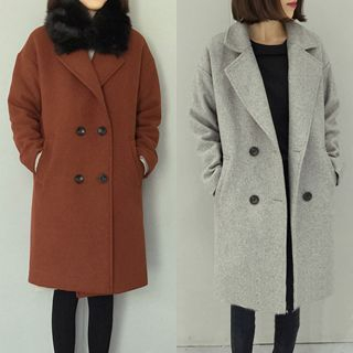 Phyllis Notched-Lapel Double-Breasted Coat