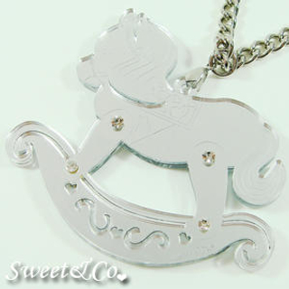 Sweet & Co. Sweet&Co. XL Silver Mirror Rocking Horse Necklace