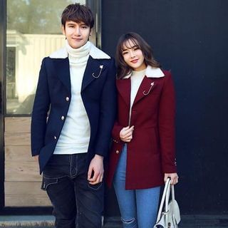 Evolu Couple Matching Woolen Collared Jacket