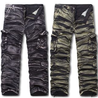 Bay Go Mall Washed Straight Fit Cargo Pants