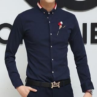 Besto Contrast Collar Shirt with Pin
