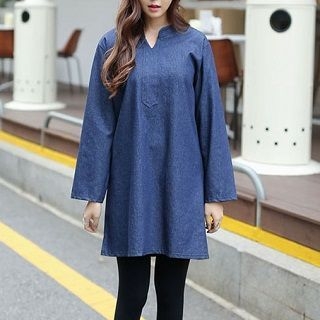 Everose Long-Sleeve Denim Dress