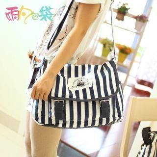 Canvas Love Striped Canvas Messenger Bag