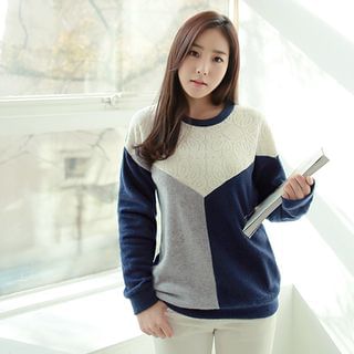 CLICK Lace-Trim Color-Block Sweatshirt