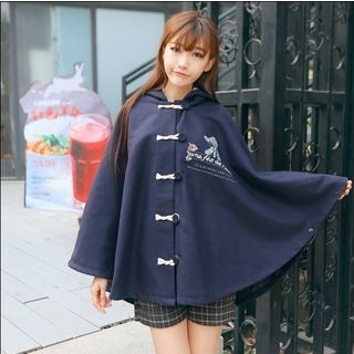 Moricode Embroidered Toggle Hooded Cape