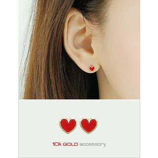 soo n soo 10K Gold Heart Stud Earrings