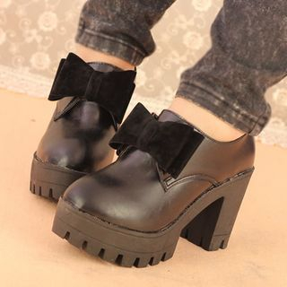 IYATO Bow Block Heel Ankle Boots