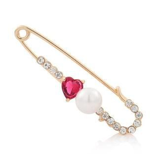 Best Jewellery Rhinestone Heart Safety Pin Brooch