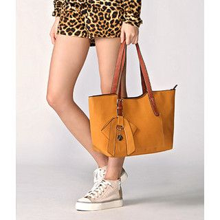 yeswalker Bow Detail Faux Leather Tote Camel - One Size