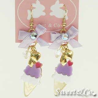 Sweet & Co. Mini Berry Ice-Cream Gold Ribbon Earrings