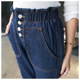 Sienne High-Waist Ruffle Cropped Jeans