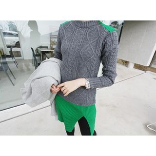 MARSHMALLOW Slit-Front Color-Block Sweater Dress
