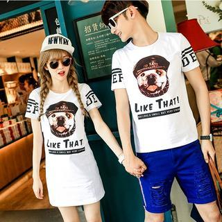Evolu Couple Dog Print T-Shirt / T-Shirt Dress