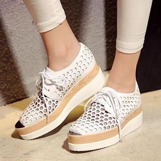 Mancienne Perforated Wedge Oxfords