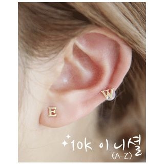 Miss21 Korea 10K Gold Lettering Stud Earrings