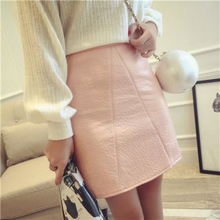 GAGAI Faux-Leather Miniskirt