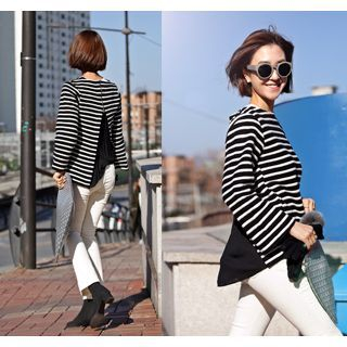 ssongbyssong Chiffon-Back Striped Top