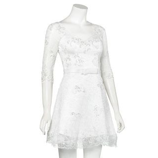 Angel Bridal Deep V-Neck Lace Wedding Dress