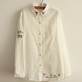 Miss Honey Embroidered Long-Sleeve Shirt