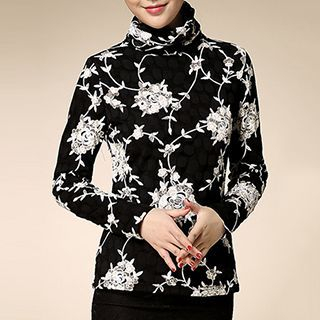 Beekee Fleece-lined Lace Top