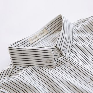 Bonbon Pinstriped Long-Sleeve Blouse