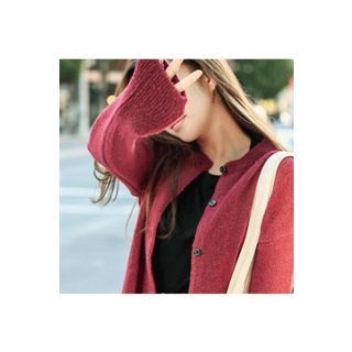 CHERRYKOKO Crew-Neck Buttoned Cardigan