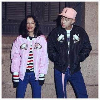 Simpair Cat Embroidered Couple Jacket