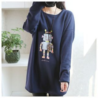 Angel Love Robot Print Long-Sleeve Top