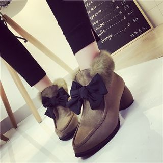 Hipsole Bow-Accent Faux-Fur-Trim Shoe Boots