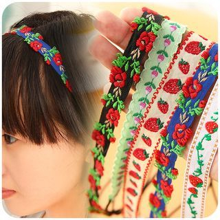 Cutie Bazaar Embroidered Flower Head Band