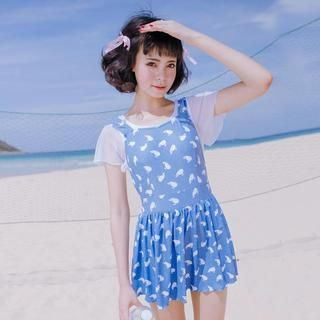 Little Dolphin Whale Print Swimdress