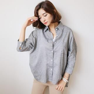 Envy Look Dolman-Sleeve Checked Shirt