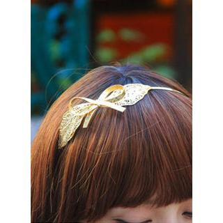 kitsch island Leaf Bow Detail Hair Band
