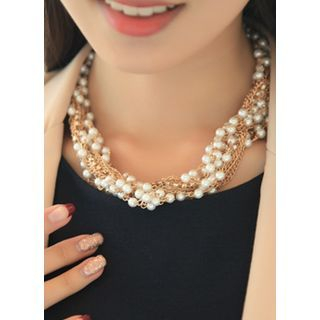 kitsch island Chunky Pearl Chain Necklace