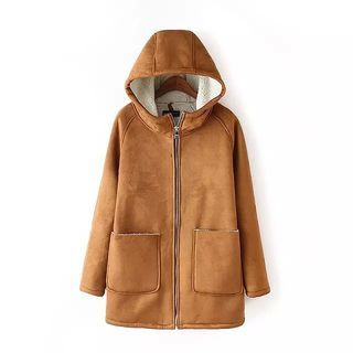 Chicsense Fleece-Lining Suede Hooded Coat