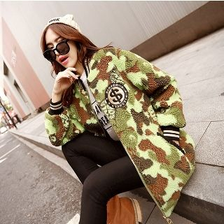 Romantica Camouflage-Print Fleece Zip Jacket