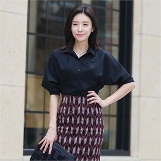 COCOAVENUE Puff-Sleeve Blouse