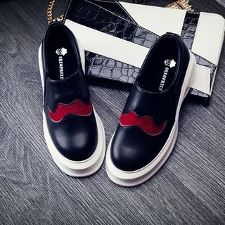 JY Shoes Mustache Accent Platform Slip-Ons