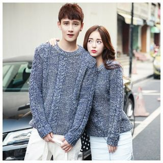 Simpair Matching Couple M lange Cable Knit Sweater