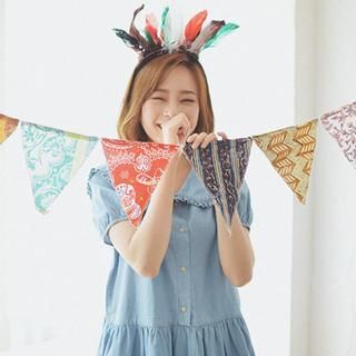 GOROKE Peter Pan Collar Snap-Button Denim Dress