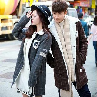 Evolu Couple Matching Check Woolen Coat