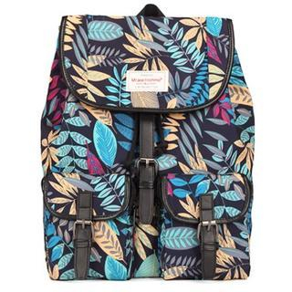 Mr.ace Homme Leaves-Print Canvas Backpack
