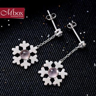 Mbox Jewelry Rose Quartz Snowflake Sterling Silver Earrings