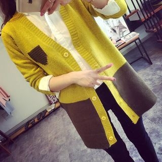 Lucy Girl Color Block Knit Long Jacket
