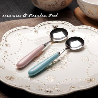 Lotus Blue Ceramic-Handle Spoon