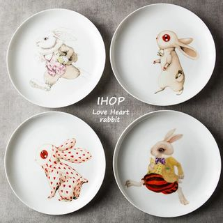 EASY HOME Rabbit Printed Ceramic Plate