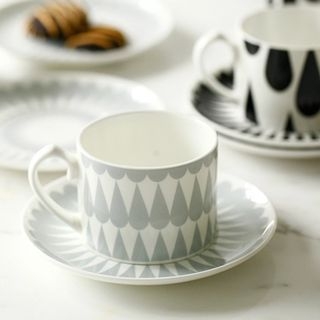 EASY HOME Set : Patterened Ceramic Cup + Plate