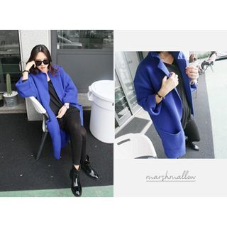 MARSHMALLOW Notched-Lapel Open-Front Knit Coat
